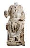 A Roman Marble Figure Height 52 x width 27 x depth 37 1/2 inches.