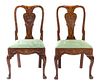 * A Pair of Dutch Marquetry Walnut Side Chairs Height 38 1/2 inches.