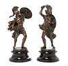 A Pair of Continental Cast Metal Figures Height 13 1/2 inches.