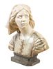 An Italian Alabaster Bust Height 22 inches.