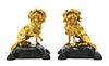 * A Pair of Continental Gilt and Patinated Bronze Models of Spaniels Height 8 1/4 inches.
