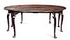 * A Queen Anne Mahogany Drop-Leaf Table Height 28 7/8 x width 78 x depth 20 1/4 inches (closed).