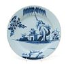 A Liverpool Delftware Blue and White Charger Diameter 13 1/4 inches.