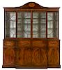 * A George III Inlaid Mahogany Breakfront Bureau Bookcase Height 8 feet 2 inches x width 7 feet 2 1/2 inches x depth 23 inches.