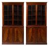 * A Pair of George III Mahogany Bookcases Height 84 1/2 x width 42 1/2 x depth 14 3/4 inches.