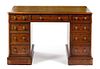 * A Georgian Style Mahogany Pedestal Desk Height 29 3/4 x width 48 3/4 x depth 27 inches.