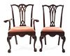 Two Irish Chippendale Style Mahogany Chairs Height of armchair 40 inches.