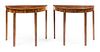 A Pair of Edwardian Style Marquetry Console Tables Height 29 x width 35 3/4 x depth 17 3/4 inches.
