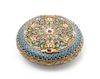 * A Russian Enameled Silver Snuff Box, Mark of 11th Artel, Moscow, early 20th century, of circular form, the case having a gilt