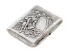 * A Russian Silver Cigarette Case, Maker's mark obscured, Moscow, early 20th century, the lid worked to show an armored warrior