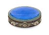 * A Russian Guilloche Enamel and Silver Box, Maria Semenova, Moscow, late 19th/early 20th century, of oval form, the lid decorat