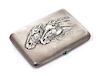 * A Russian Silver Cigarette Case, Mark of Second Artel, Moscow, early 20th century, the lid worked to show two horses racing an