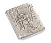 * A Russian Silver Cigarette Case, Maker's mark Cyrillic AZ, Moscow, late 19th/early 20th century, the lid decorated with a cour