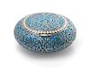 * A Russian Enameled Silver Snuff Box, Maker's mark GK, Moscow, late 19th/early 20th century, of circular form, having a light b