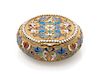 * A Russian Silver and Enamel Snuff Box, Mark of Ivan Saltykov, assay mark of Anatoly Artsybashev, Moscow, 1895, of circular for