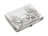 * A Russian Silver Cigarette Case, Moscow, early 20th century, the case with raised decoration of Mother Russia personified with