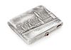 * A Russian Niello Silver Cigarette Case, Mark of a Jewelers Artel, Moscow, 20th century, the lid worked to show the Kremlin vie