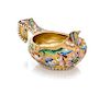* A Russian Silver-Gilt and Enamel Kovsh, Mark of Mikhail Sokolov, Moscow, late 19th century, the body and handle decorated with
