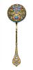 * A Russian Silver-Gilt and Enamel Spoon, Maker's mark likely Pitor Fariseyev, Moscow, early 20th century, having an enamel and