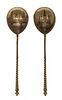 * Two Russian Niello Silver Spoons, Mark of Z. Lukachini, assay mark of Aleksandr Skvronsky, Moscow, 1894, each having a twist s