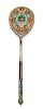 * A Russian Silver-Gilt and Enamel Spoon, Mark of Ashmarin Marteevich, assay mark of Anatoly Artsybashev, Moscow, 1894, having a
