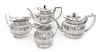 * A George III Silver Four-Piece Tea Set, Daniel Pontifex, London, 1802-03, comprising a large teapot, smaller teapot, creamer a