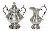 * A Large Pewter Creamer and Sugar Set Height of taller 8 1/4 inches.