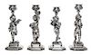 * A Set of Four Italian Silver Figural Candlesticks, Ugo Bellini, Florence, 20th Century, each in the form of a putto allegorica