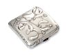 * A French Art Nouveau Silver Cigarette Case, Maker's mark obscured, of square form, the case worked with foliate and berry moti