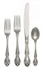 An American Silver Flatware Service, Gorham Mfg. Co., Providence, RI, Melrose pattern, comprising: 12 dinner knives 12 dinner fo