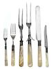 * A Collection of Mother-of-Pearl Handled Flatware, , comprising: 2 carving forks 1 carving knife 12 luncheon forks 1 dessert kn
