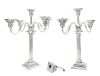* A Pair of American Silver Five-Light Candelabra, Gorham Mfg. Co., Providence, RI, retailed by Spaulding & Co., having a fluted