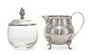 An American Silver Creamer, J. Wagner & Son, New York, NY, of handled form and raised on four pad feet, together with a silver-p