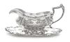 * An American Silver Sauce Boat and Stand, Gorham Mfg. Co., Providence, RI, 1907, the bulbous body chased with vacant cartouches