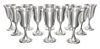 * A Set of Twelve American Silver Goblets, Gorham Mfg. Co., Providence, RI, Puritan pattern, each having a flared mouth raised o
