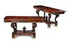 * A Pair of American Classical Carved and Brass-Inlaid Mahogany Console Tables Height 29 1/4 x width 60 x depth 12 feet 7 inches
