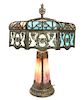 An American Slag Glass Lamp Height 27 inches.