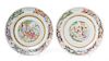 A Pair of Chinese Export Famille Rose Porcelain Plates Diameter of each 9 3/4 inches.