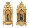 Two Continental Painted Altar Panels Height 22 x width 8 1/2 inches.