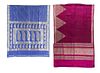 * Two Indian Metallic Thread Embroidered Silk Saris Magenta example 192 x 43 inches.