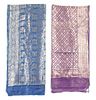* Two Indian Metallic Thread Embroidered Silk Saris 43 x 199 inches.