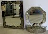 Midcentury Smoked Glass Mirror and Console Lot.