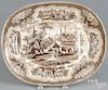 Brown Staffordshire ''Damascus'' platter, 19th c., marked by Methuen & Sons, 14'' l., 17 3/4'' w.