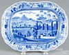 Blue Staffordshire ''Ruins of an Ancient Temple Near Corinth'' platter, 19th c., impressed Spode