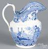 Blue Staffordshire ''Indian Temple'' pitcher, 19th c., marked by Elkin, Knight, and Bridgwood, 9'' h.