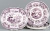 Three purple Staffordshire ''Palestine'' plates, 19th c., impressed Adams, view number six
