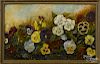 Oil on board of flowers, early 20th c., 10'' x 16 1/2''.
