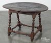 William & Mary style pine tavern table, 23 1/4'' h., 36'' w., 24 3/4'' d.