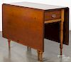 Sheraton curly maple drop leaf table, ca. 1830, 30 1/4'' h., 20'' w., 43'' d.