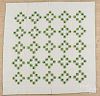 Pennsylvania green and white pieced quilt, ca. 1900, 77'' x 77''.